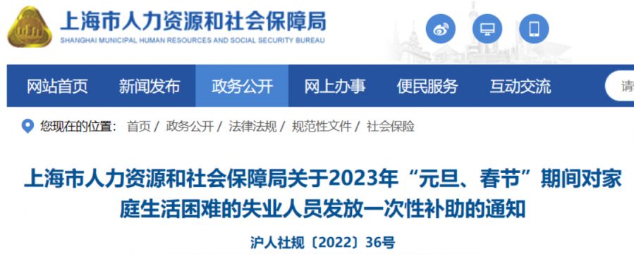 2023上海失业人员春节补贴政策