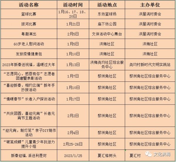 2023东莞洪梅镇有什么春节活动举行