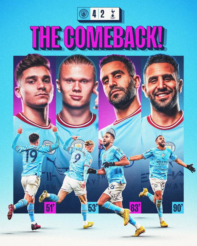 曼联官方发布海报庆祝逆转：THE COMEBACK！