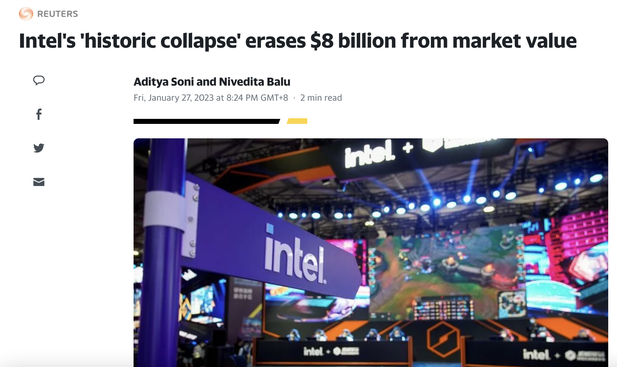 英特尔发布四季度财报 分析师：“历史性崩塌”